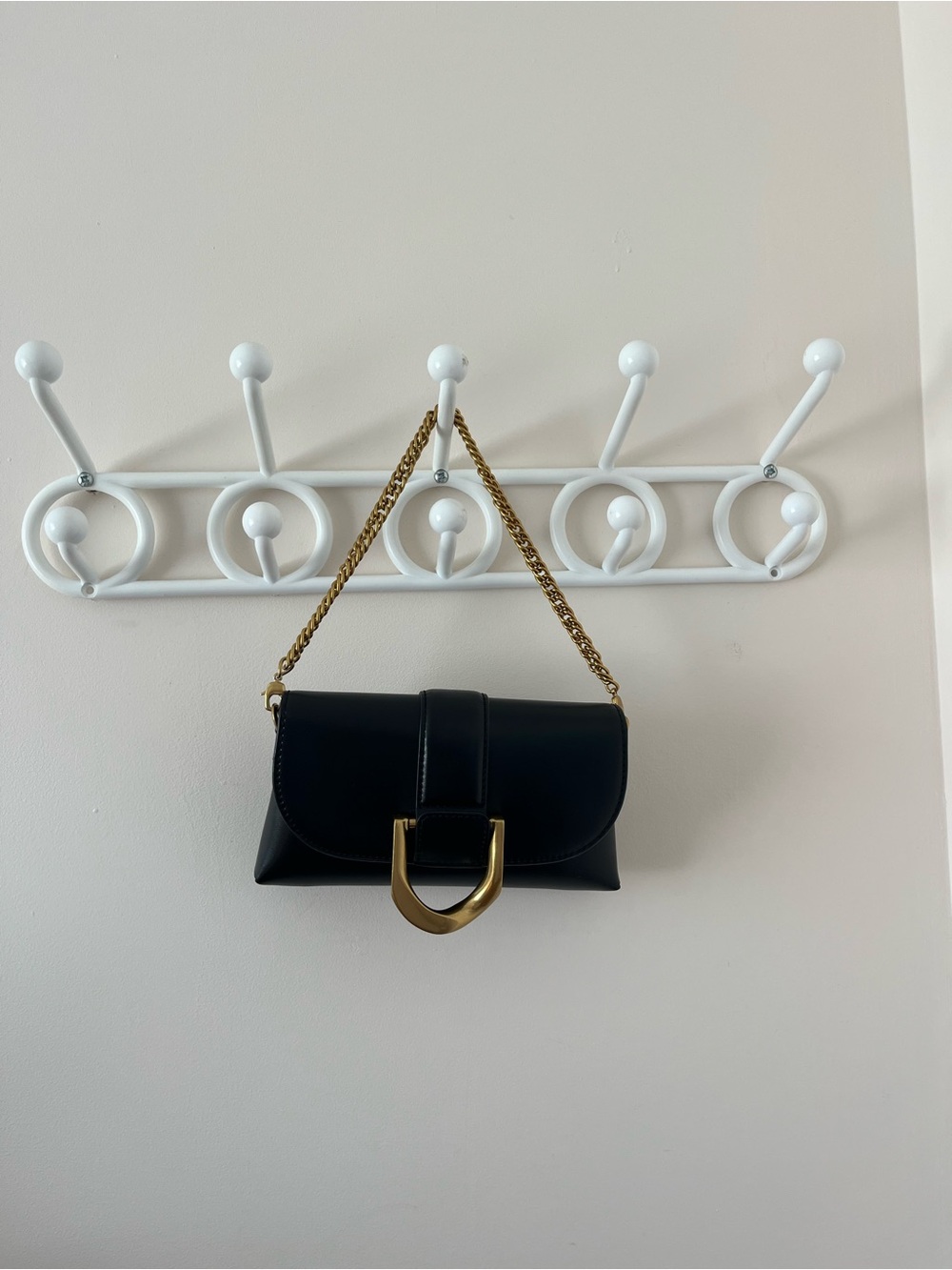 Charles and Keith Mini Black Bag with Gold Chain and Buckle